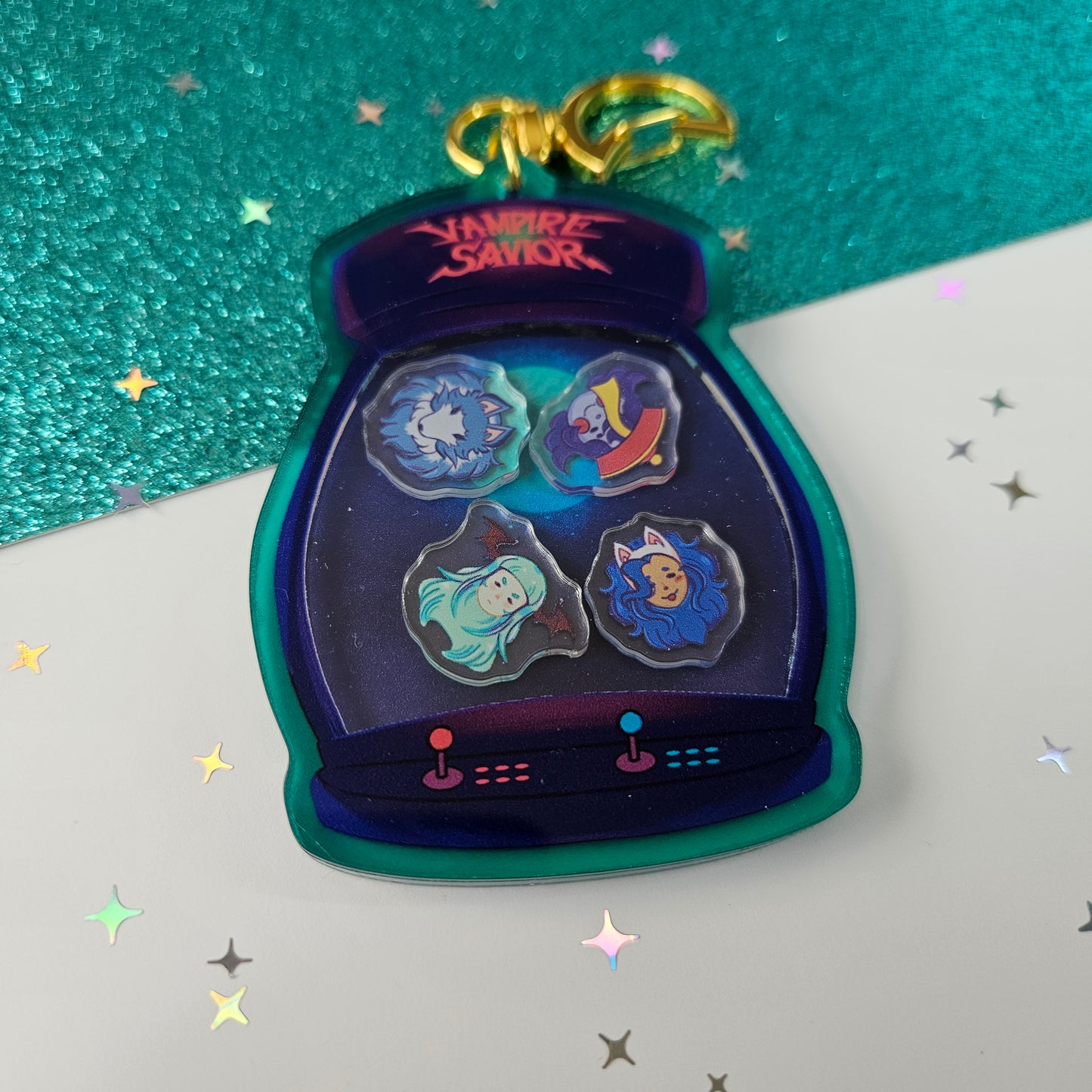 Darkstalkers Arcade Cabinet Shaker Charm